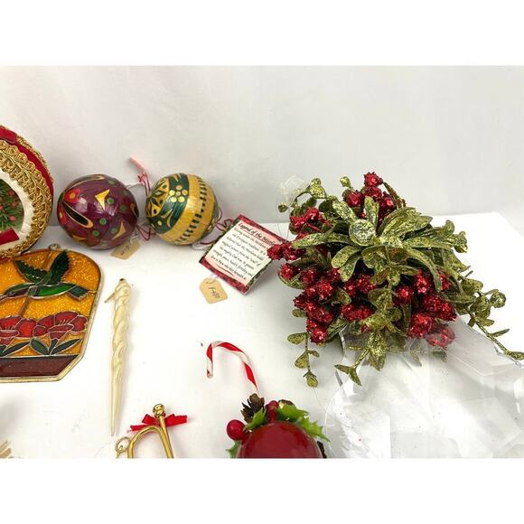 30x VTG Holiday Ornaments Christmas Wood Fabric Metal Lot Collectibles Santa - Picture 7 of 16